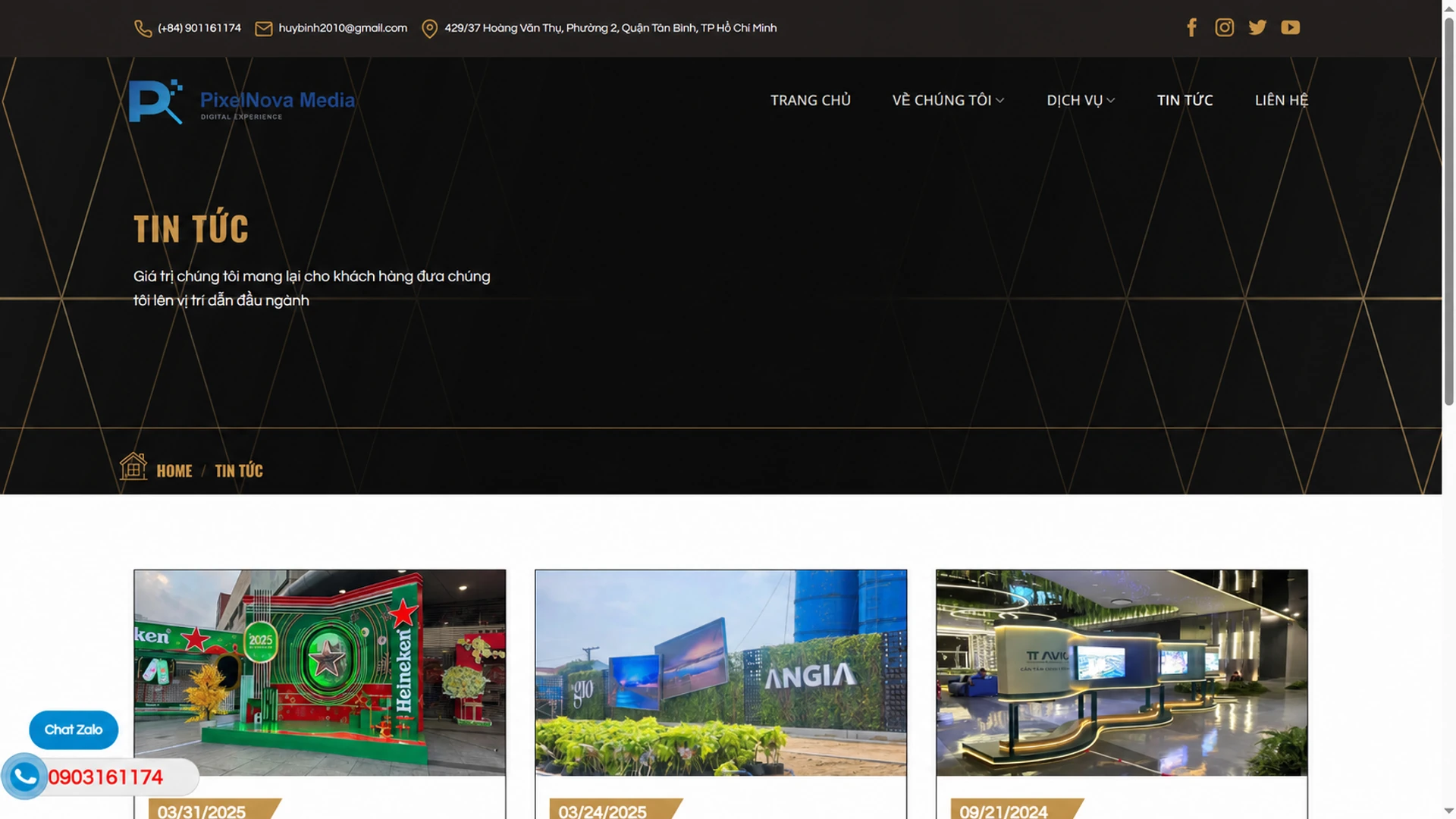 Giao diện website dự án mẫu 3 - Thiết kế bởi SoftBuild