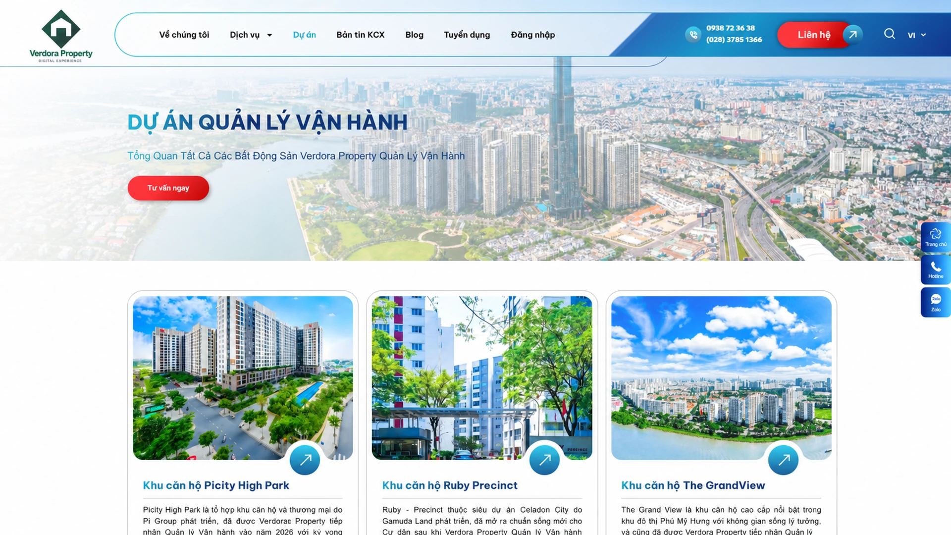 Giao diện website dự án mẫu 2 - Thiết kế bởi SoftBuild